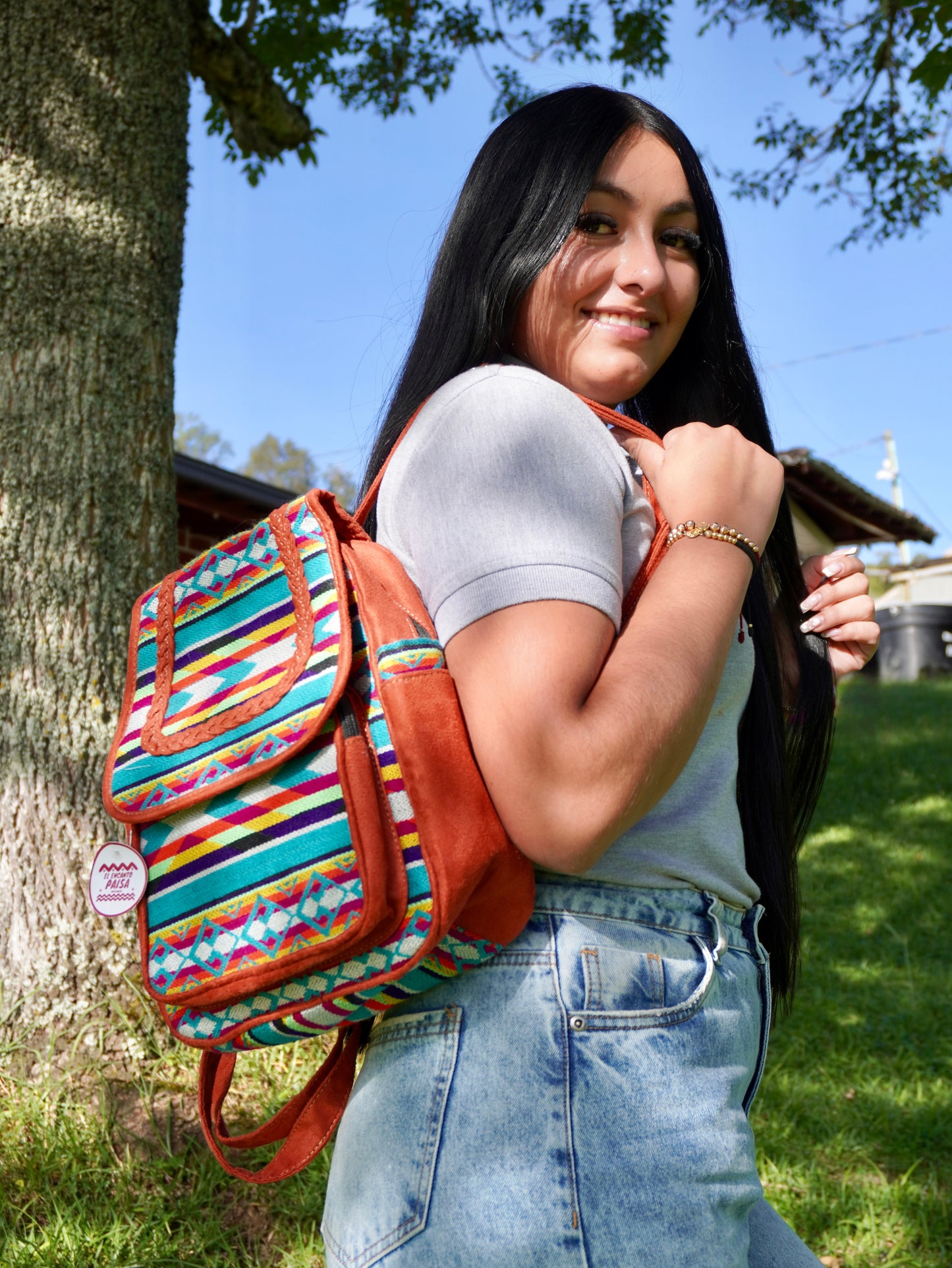 Mochila en gamuza y alpaca